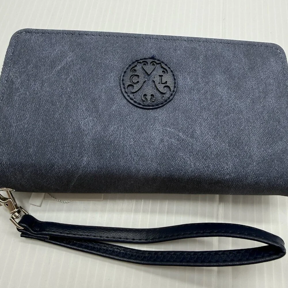 CXL Christian Lacroix Denim Double Zip Large Wallet Wristlet Indigo NWT